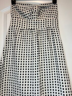 Roxy Strapless Black and White Polka Dot Dress